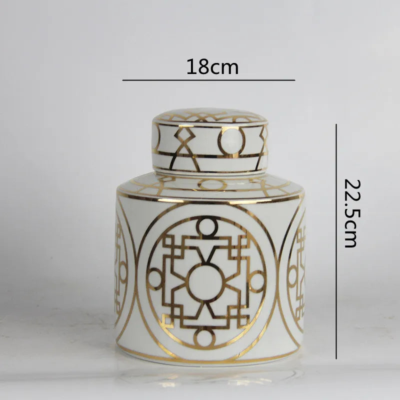 Decorbites™ Goldkorn-Keramik-Zylinder-Speichergefäß Vintage-Vase Taschentuchbox Ornamente