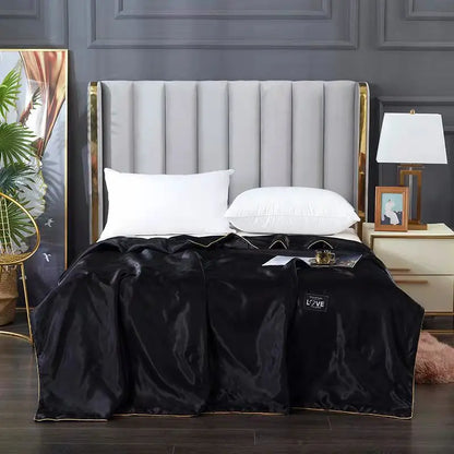 Decobites Rayon Quilted Queen Comforter: Luxurious High-End Spring Summer Satin Blanket