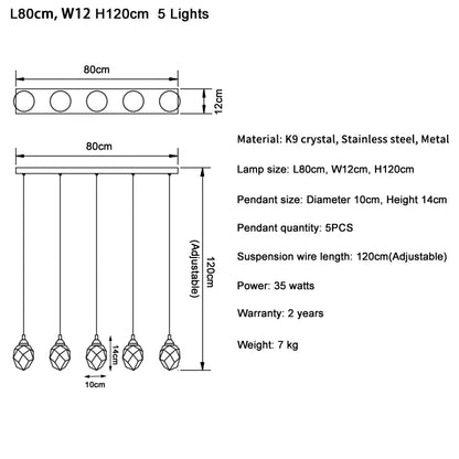 DecorBites™ Diamond Crystal Ball Chandelier LED Hanging Lamp Gold Fixture