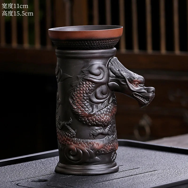 Decorbites™ Drachen-Teeblatt-Trichterfilter für Kung-Fu-Tee, Keramik-Tischdekoration