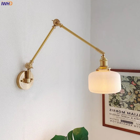 DecorBites™ Ceramic Copper LED Wall Lamp with Adjustable Long Arm Swing