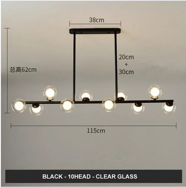 DecorBites™ Glass Balls Chandelier: Stylish Suspension Lighting for Dining Room, Kitchen, and Office