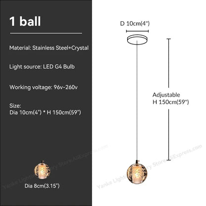 DecorBites™ Crystal Bubble Ball Pendant Light for Home Decor and Hospitality Spaces