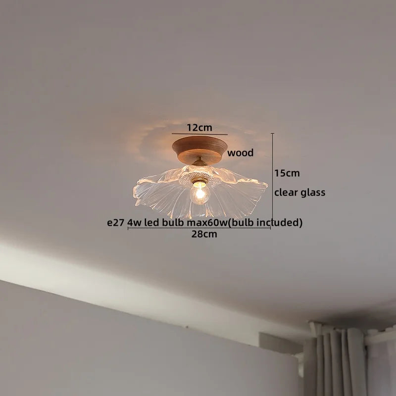 DecorBites™ Glass Wood LED Ceiling Lamp for Home Lighting and Decoration