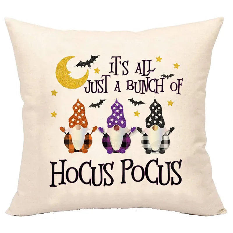Funda de cojín de lino Decorbites™ de Halloween para la decoración del salón y el sofá - Truco o trato