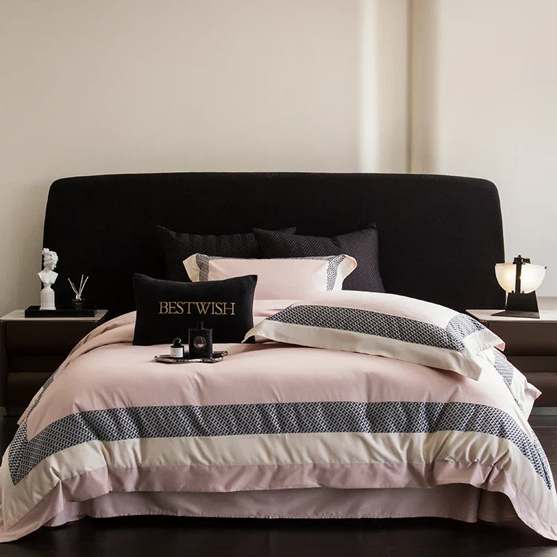 Conjunto de Ropa de Cama de Algodón Egipcio Luxe™ Decorbites - Cubrecama de Tamaño Queen King Sábana Plana Fundas de Almohada