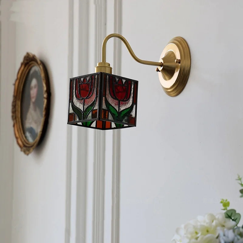 Lámpara de Pared LED Cúbica Decorbites™ para Sala de Estar y Comedor en Cobre y Vidrio Vintage con Espejo E27