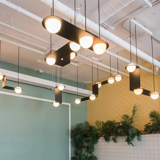 Lámpara de araña geométrica de bola de cristal DecorBites™: Lámpara colgante moderna de estilo nórdico para cocina u oficina