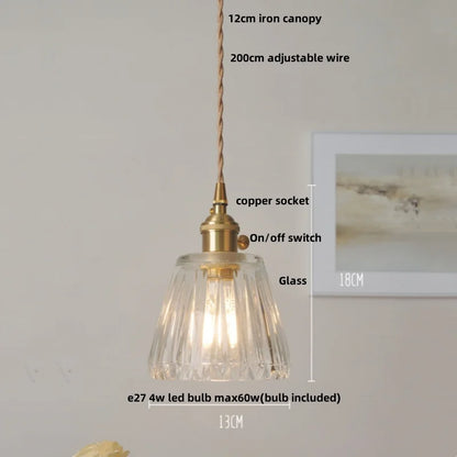 DecorBites™ Glass Copper LED Pendant Lamp with Wire Adjustment & Knob Switch