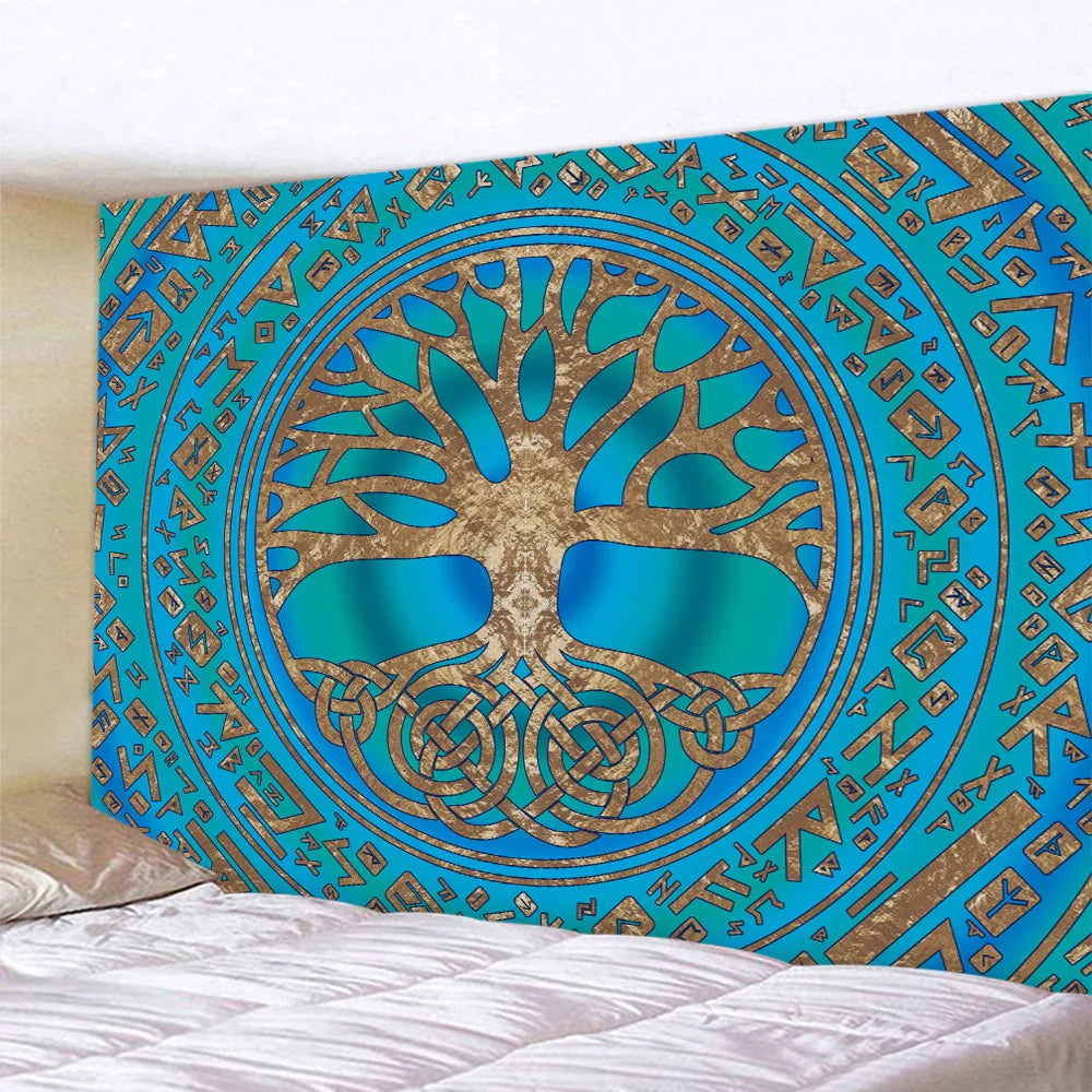 Decobites Viking Crow Symbol Tapestry: Psychedelic Home Decor for Hippie Room