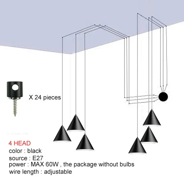 Lámpara colgante LED negra DecorBites™ para decoración moderna de dormitorios y comedores