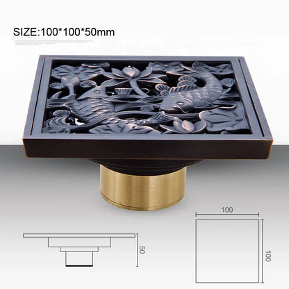 DecorBites™ Black Anti-odor Floor Drain 10x10cm Square Bathroom Shower Hardware