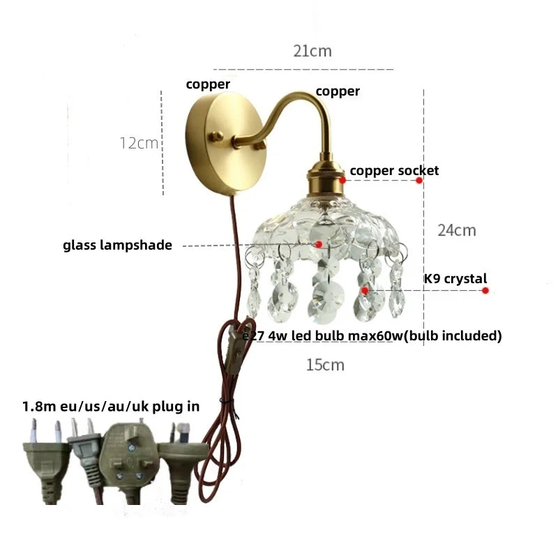 Aplique de pared LED DecorBites™ Conch Copper con interruptor de cadena