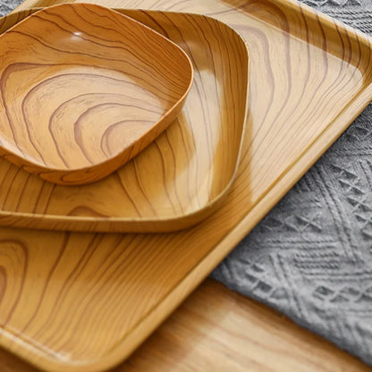 DecorBites™ Imitation Wood Snack Plate Dish Tray for Sushi Breakfast Dried Fruit