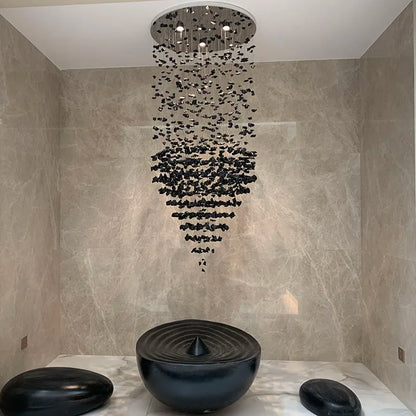 DecorBites™ Crystal Chandelier: Modern LED Lighting Fixture for Staircase, Hallway, Lobby