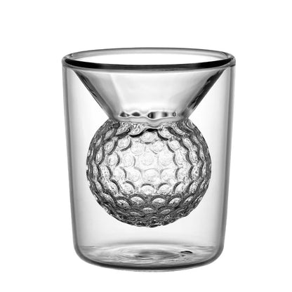 DecorBites™ Golf Ball Double Tumbler: High Borosilicate Thickened Glass Cup