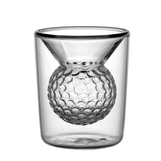 DecorBites™ Golf Ball Double Tumbler: High Borosilicate Thickened Glass Cup