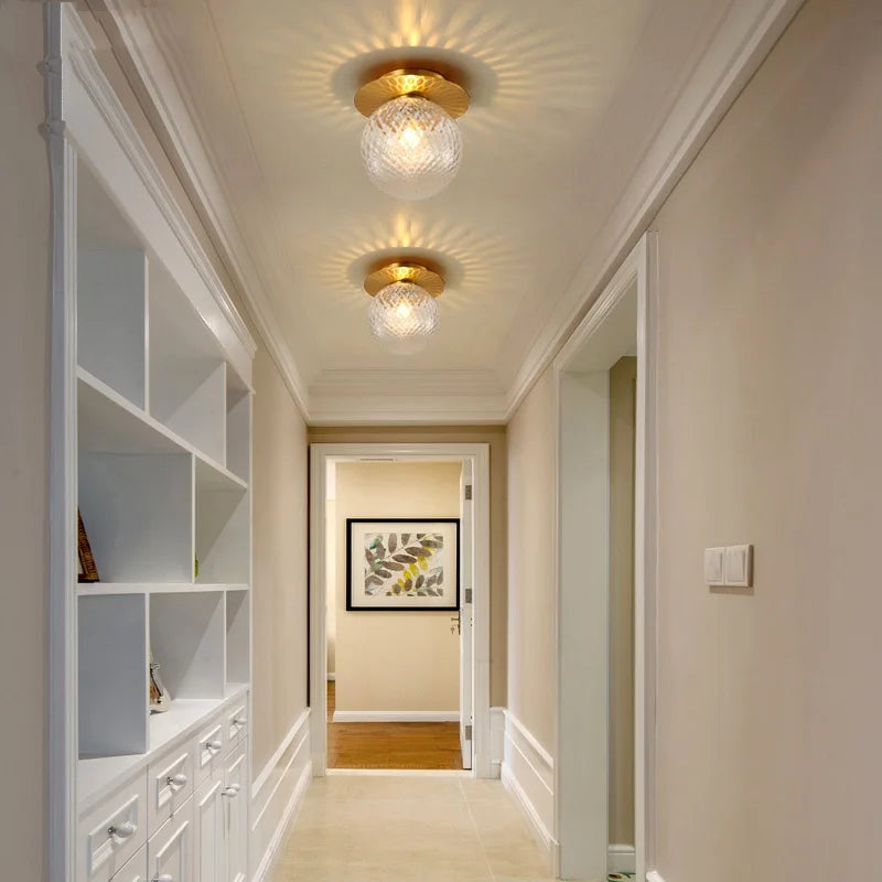 DecorBites™ Iron Glass LED Ceiling Lamp Ball Shape Modern Living Room Light Fixtures