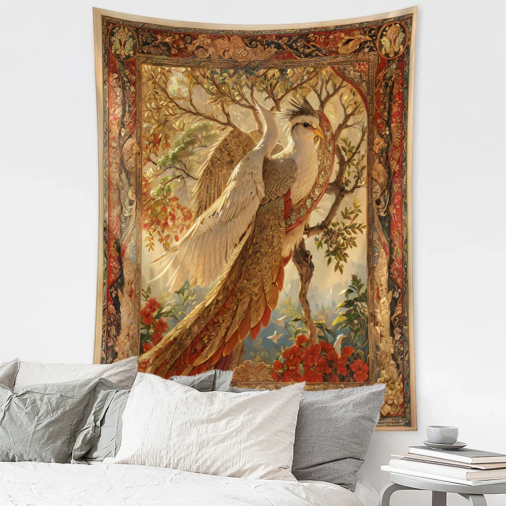 Decobites Flower Bird Life Tree Tapestry Wall Hanging Art Psychedelic Bohemian Decor