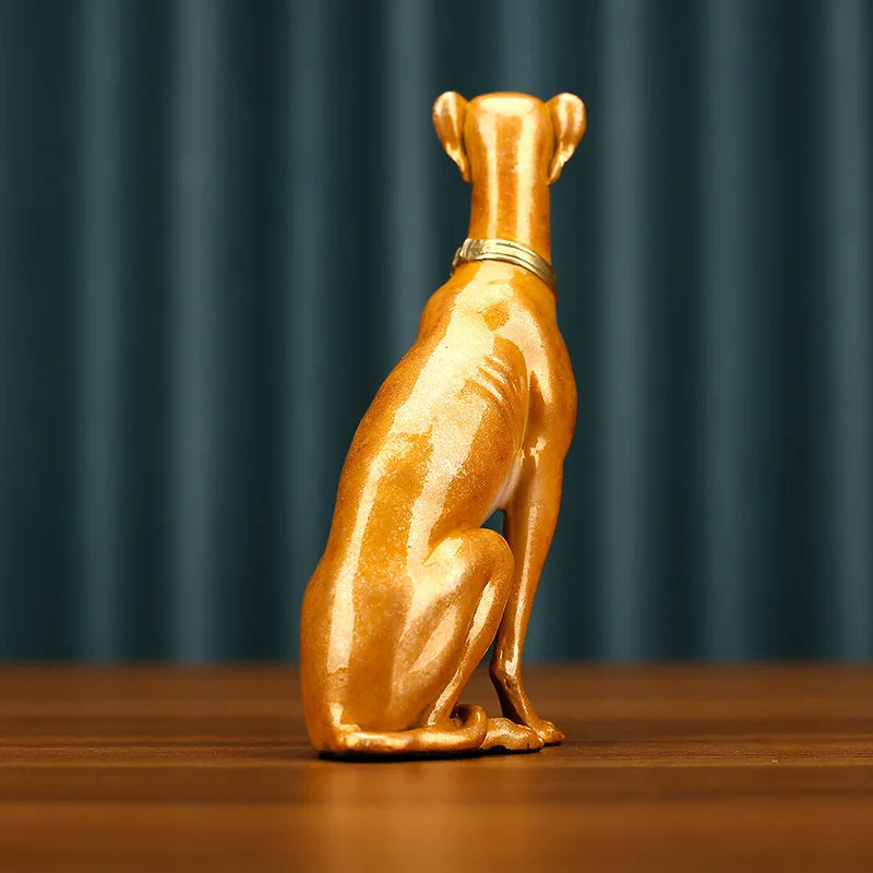 DecorBites™ Greyhound Metal Sculpture: Handcrafted Dog Figurine for Home Decor