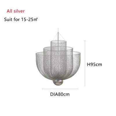 DecorBites™ Gold Mesh Grid Ceiling Chandelier: Dimmable LED Indoor Lighting