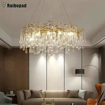 DecorBites™ Golden Branch Led Ceiling Chandelier Modern Living Room Pendant Lights