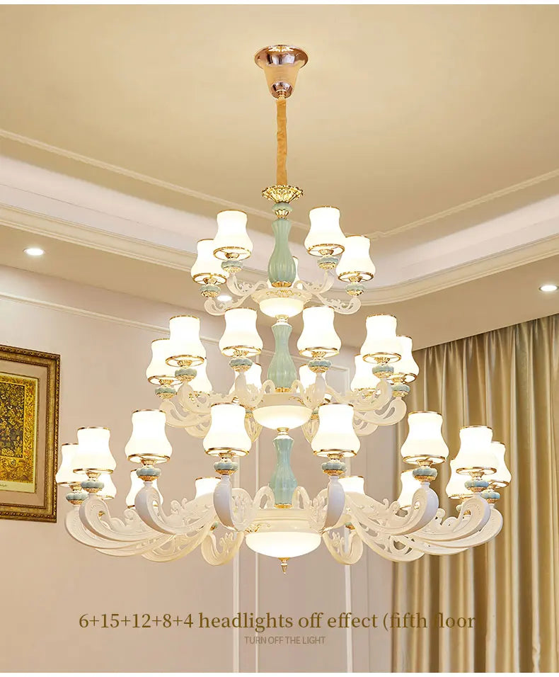 DecorBites™ Deluxe Duplex Living Room Chandelier - Elegant Villa & Hotel Pendant Lighting