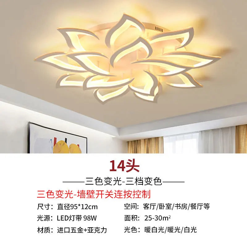 Lámpara de techo DecorBites™ Lotus: Moderna luminaria LED para el hogar, sala de estar y dormitorio.