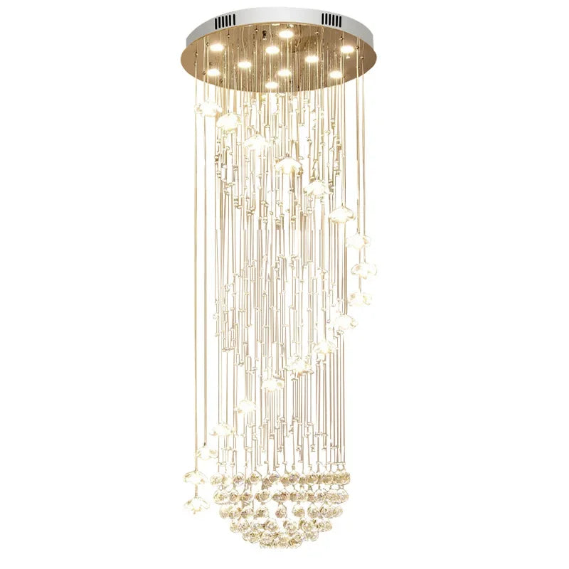 DecorBites™ Elegant Crystal Chandeliers for High Ceiling Living Room Foyer Staircase Lighting