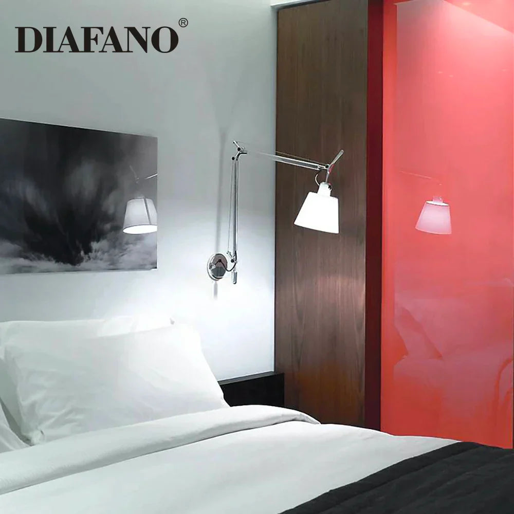 مصباح حائطي DecorBites™ قابل للتعديل من الألومنيوم مع ذراع تأرجح طويل للسرير والدراسة