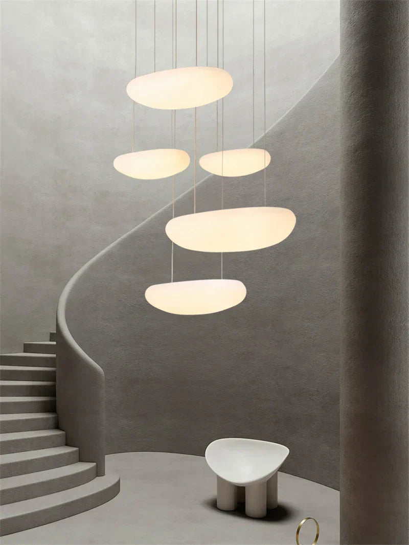 Luz colgante de guijarro LED Decorbites™: Elegante lámpara de araña blanca para la decoración del salón, dormitorio y restaurante.