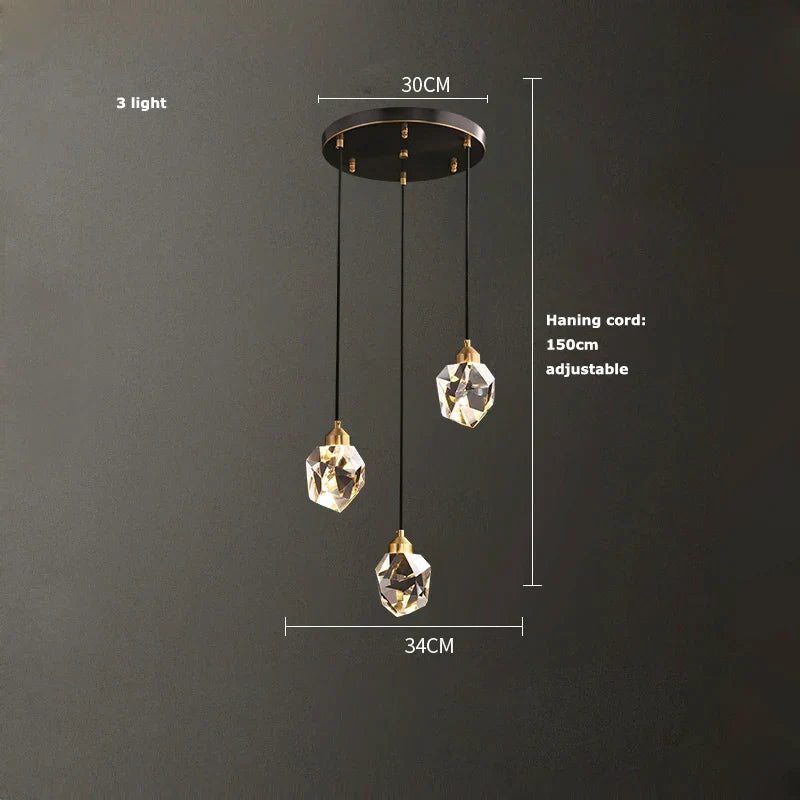 DecorBites™ Black Gold Crystal Chandelier LED Light for Luxury Home Decor