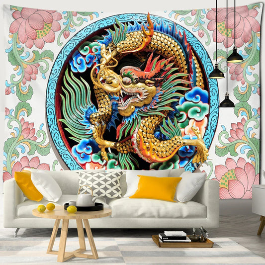 Dragon Totem Tapestry Wall Hanging for Home Decor - Decobites Hippie Art