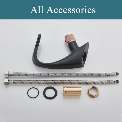 DecorBites™ Black Brass Basin Faucet - Cold & Hot Waterfall Sink Tap