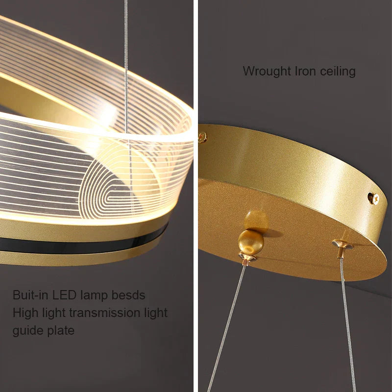 DecorBites™ Black/Gold LED Pendant Lights | Modern Design for Home Lighting Decoration