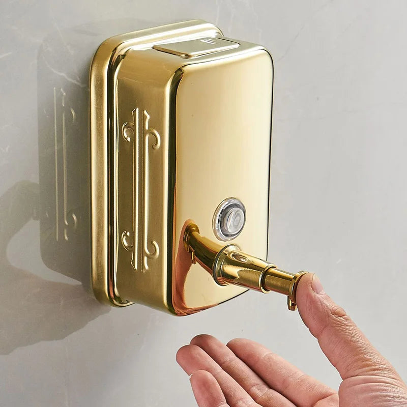 Dispensador de jabón de ducha de pared DecorBites™ de acero inoxidable dorado