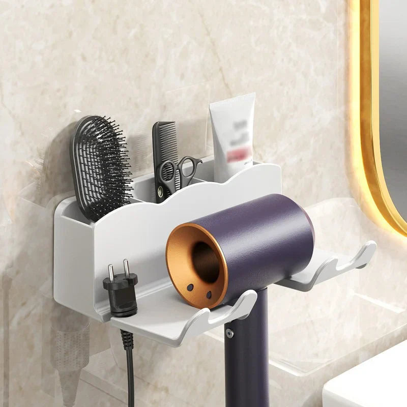 DecorBites™ Haircare Holder: Wall Mount Hairdryer Organizer & Straightener Stand