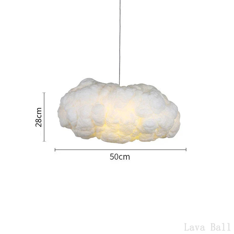 DecorBites™ Cloud Chandelier: Silk Cotton LED Suspension Nursery School Hanging Lamp
