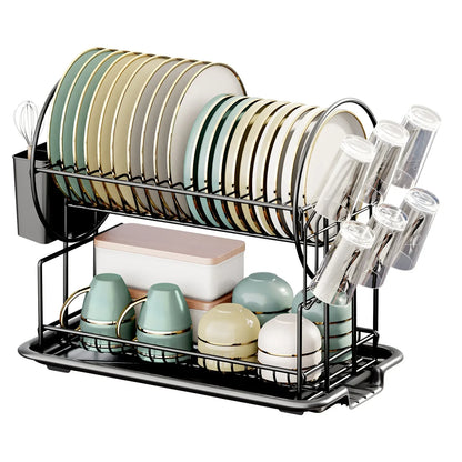 DecorBites™ Kitchen Organizer Rack with Drainboard for Dishes, Utensils, and Cups