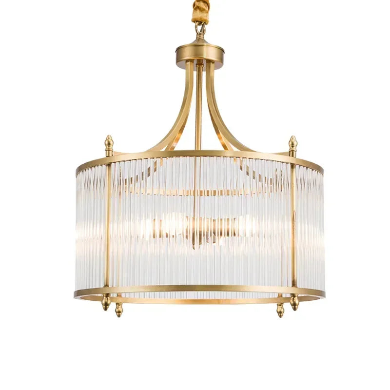 DecorBites™ Golden Copper Glass Chandelier LED Ceiling Pendant Light