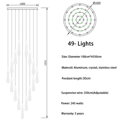 DecorBites™ Crystal LED Chandelier: Modern Art Pendant Light for Restaurant, Bar, Staircase & Loft