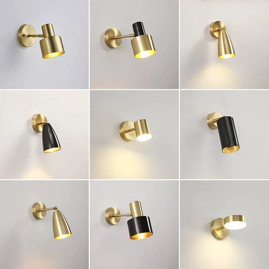 DecorBites™ Iron Wall Lamp Vintage Simple Single Brass Light Small E27 Bedside Aisle Balcony