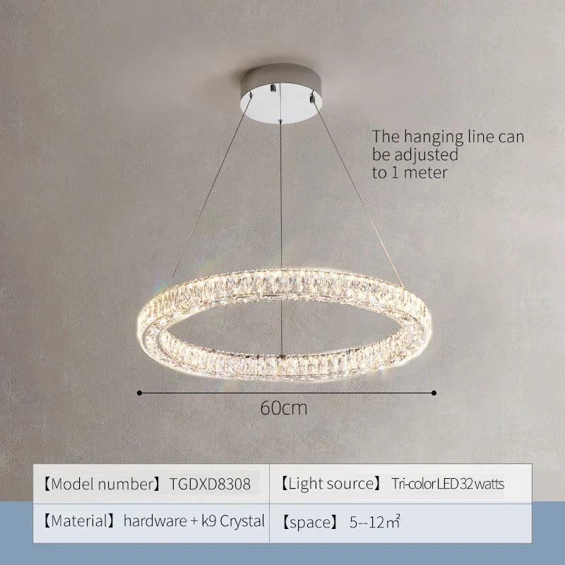 حلقة ثريا كريستال DecorBites™ - إضاءة فاخرة أنيقة لغرفة المعيشة وغرفة الطعام وغرفة النوم