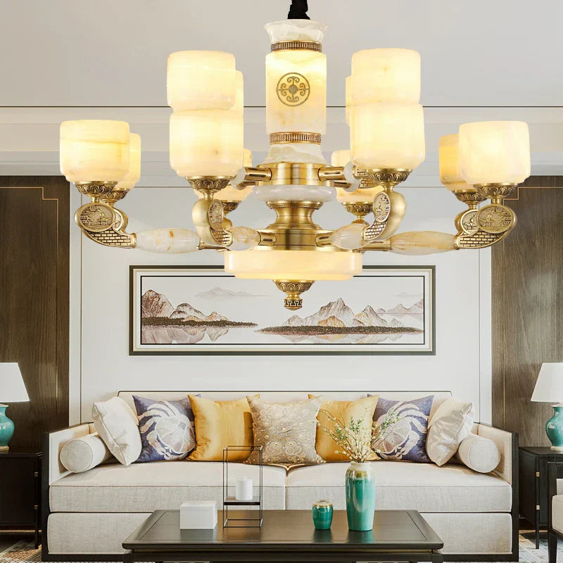 DecorBites™ Jade Copper Chandelier: Luxury European Style for Living Room, Bedroom, Dining Room Lighting