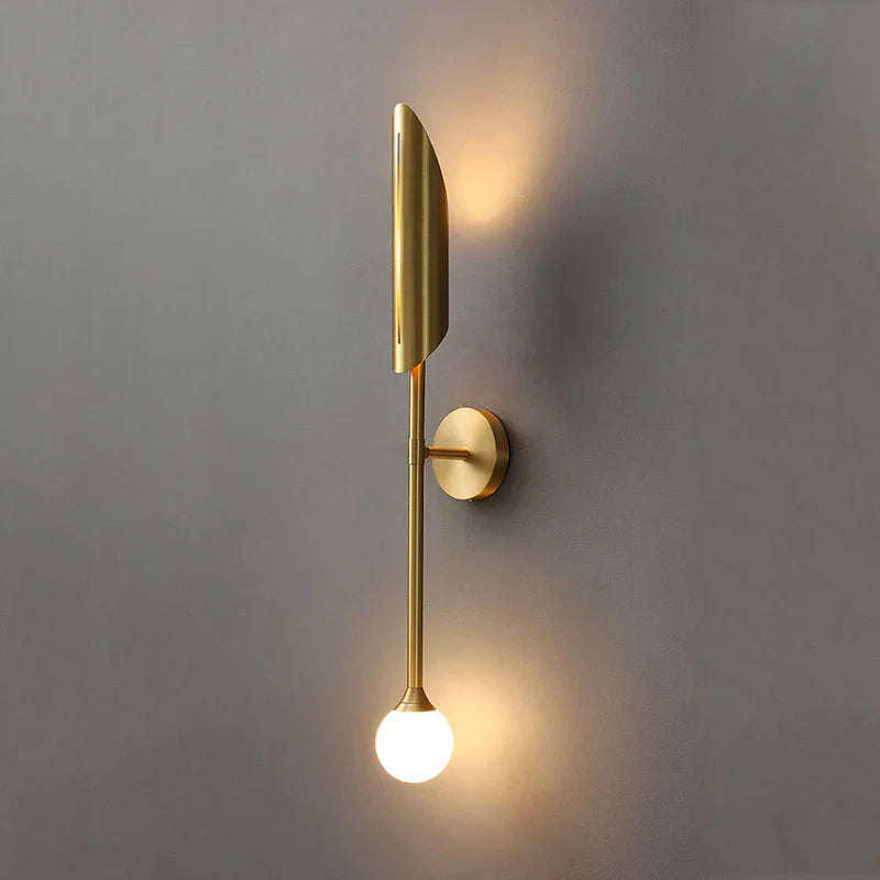 DecorBites™ Golden Metal Glass Wall Lamp | Up Down Sconce Spotlight for Bedroom and Living Room