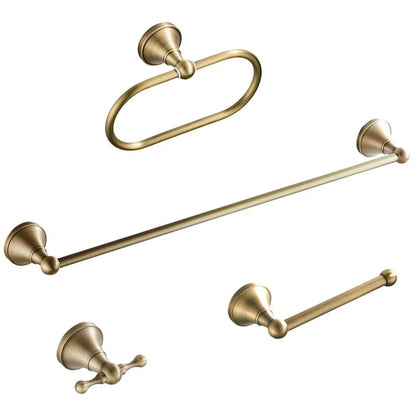 DecorBites™ Bronze Bathroom Accessories Set: Towel Rack, Toilet Brush Holder, Soap Dish, Towel Shelf