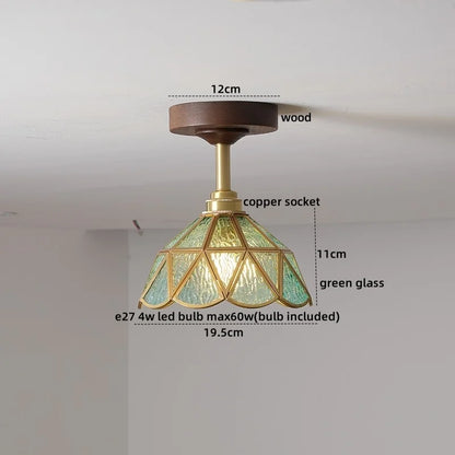 DecorBites™ LED Glass Wood Ceiling Lamp for Modern Indoor Lighting and Decoration