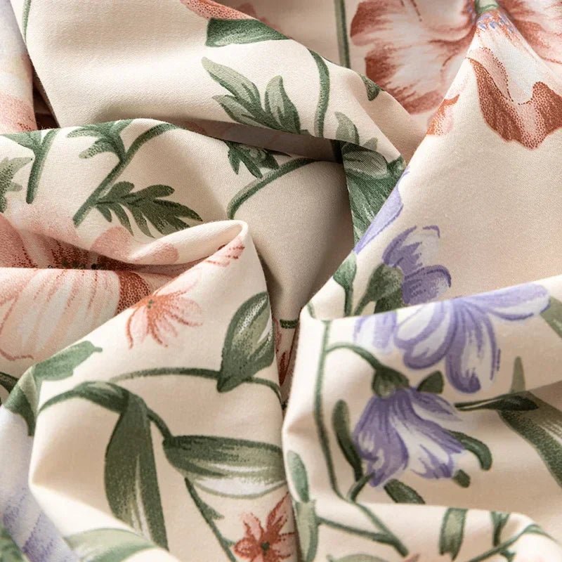 DecorBites™ 100s Egyptian Cotton Bedding Set: Queen King RU Print Sheet Pillowcase Quilt Cover