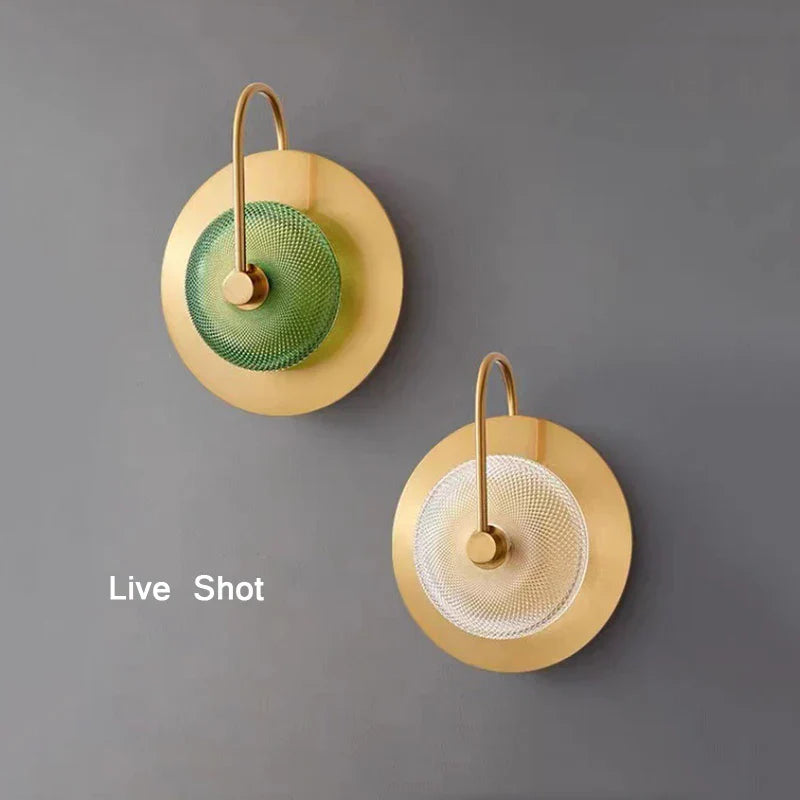 DecorBites™ Circular Green Copper Wall Lamp - Modern Nordic LED Decor for Living Room