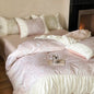 Decobites Luxe Satin Cotton Duvet Cover Set with Sheets & Lace Pillowcase